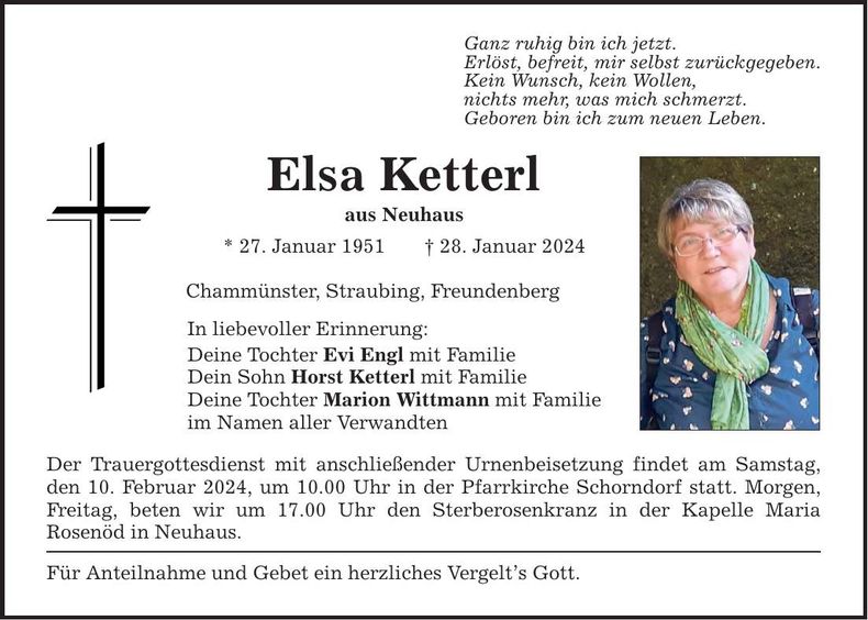 Traueranzeige Elsa Ketterl