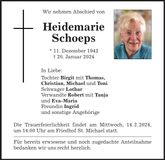 Traueranzeige Heidemarie Schoeps