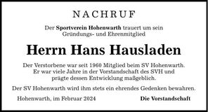 Traueranzeige Hans Hausladen