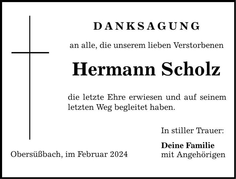 Traueranzeige Hermann Scholz