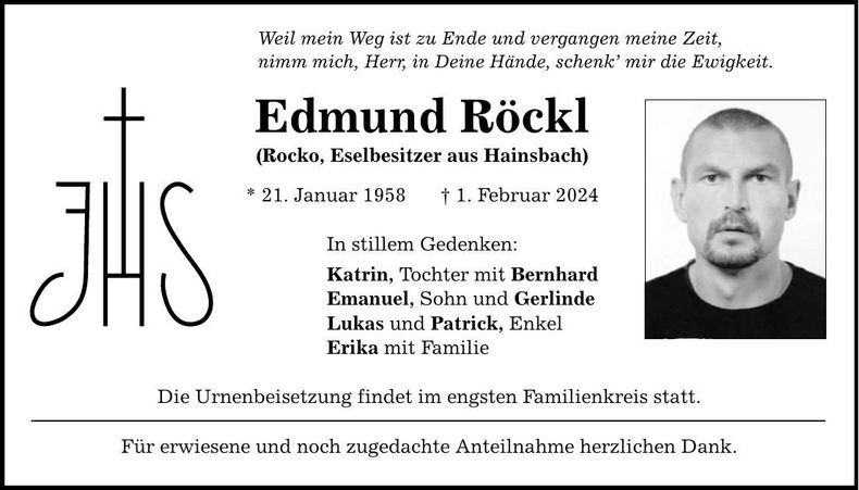 Traueranzeige Edmund Röckl