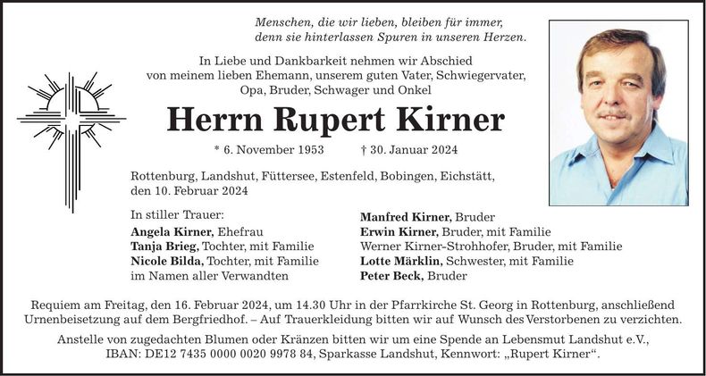 Traueranzeige Rupert Kirner