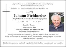 Traueranzeige Johann Pichlmeier