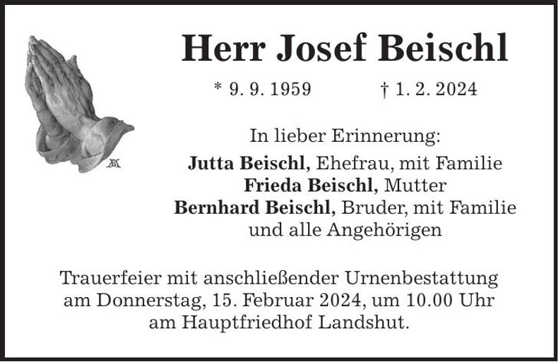 Traueranzeige Josef Beischl