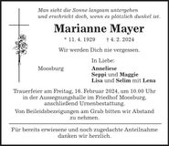 Traueranzeige Marianne Mayer