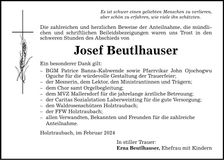 Traueranzeige Josef Beutlhauser