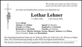Traueranzeige Lothar Lehner
