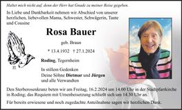 Traueranzeige Rosa Bauer