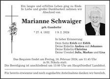 Traueranzeige Marianne Schwaiger