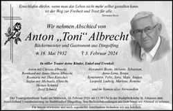 Traueranzeige Anton Albrecht