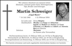 Traueranzeige Martin Schweiger