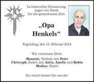 Traueranzeige Hans Henkels