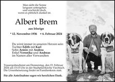 Traueranzeige Albert Brem