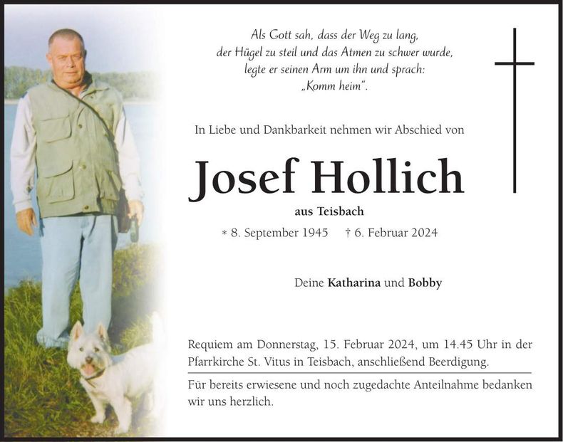 Traueranzeige Josef Hollich