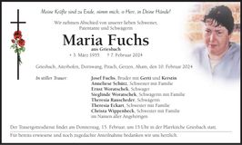 Traueranzeige Maria Fuchs