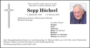 Traueranzeige Sepp Höcherl