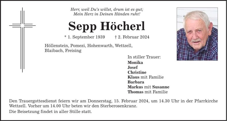 Traueranzeige Sepp Höcherl