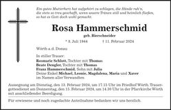 Traueranzeige Rosa Hammerschmid