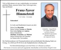 Traueranzeige Fanz-Xaver Himmelstoß