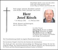 Traueranzeige Josef Rösch
