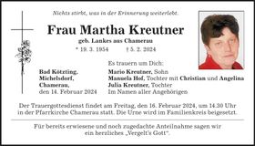 Traueranzeige Martha Kreutner