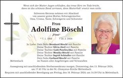 Traueranzeige Adolfine Böschl