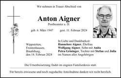 Traueranzeige Anton Aigner