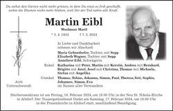 Traueranzeige Martin Eibl