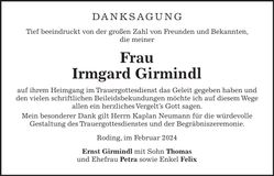 Traueranzeige Irmgard Girmindl