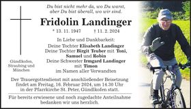 Traueranzeige Fridolin Landinger