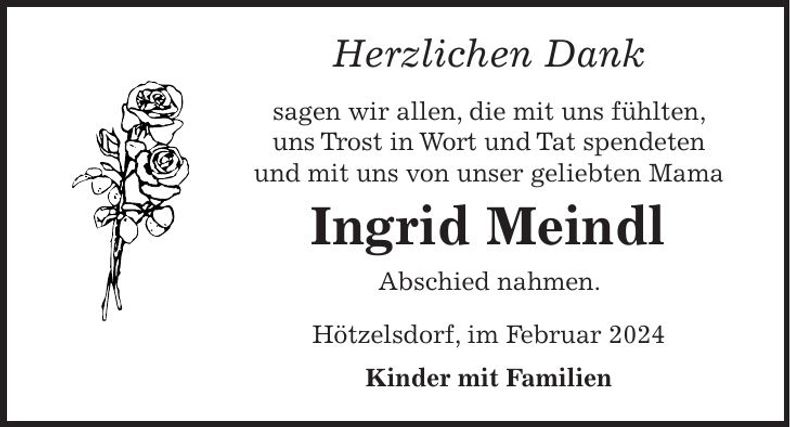 Traueranzeige Ingrid Meindl