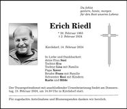 Traueranzeige Erich Riedl