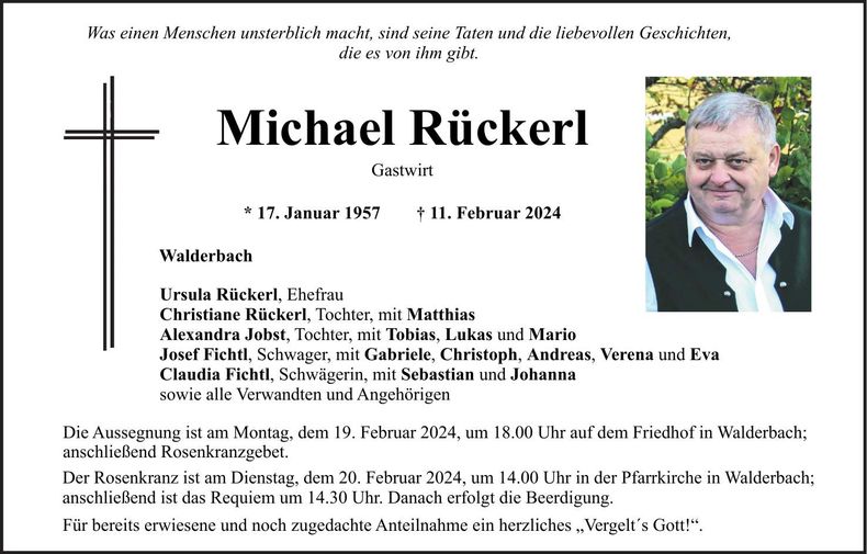 Traueranzeige Michael Rückerl
