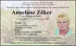 Traueranzeige Anneliese Zilker