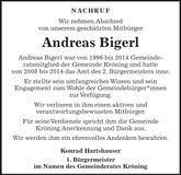 Traueranzeige Andreas Bigerl