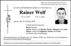 Traueranzeige Rainer Wolf