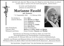 Traueranzeige Marianne Fasold