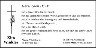 Traueranzeige Zita Winkler