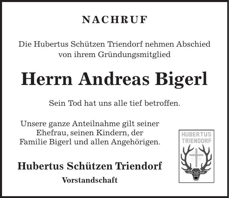 Traueranzeige Andreas Bigerl