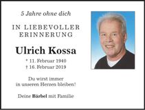 Traueranzeige Ulrich Kossa