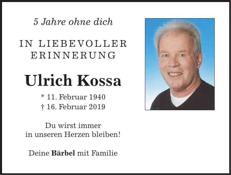 Traueranzeige Ulrich Kossa