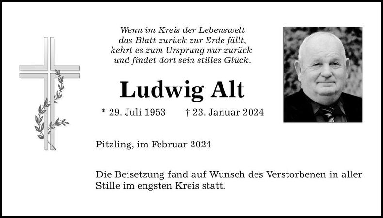 Traueranzeige Ludwig Alt