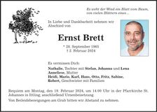 Traueranzeige Ernst Brett