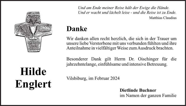 Traueranzeige Hilde Englert