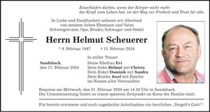 Traueranzeige Helmut Scheuerer