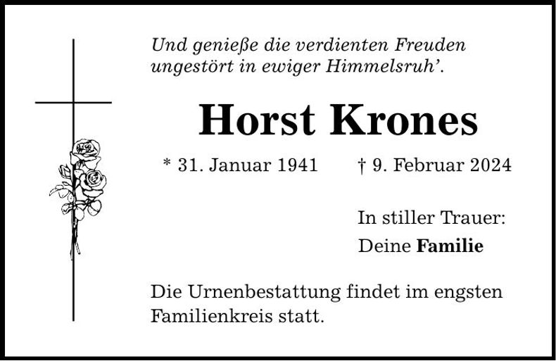 Traueranzeige Horst Krones