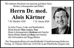Traueranzeige Alois Dr. Kärtner