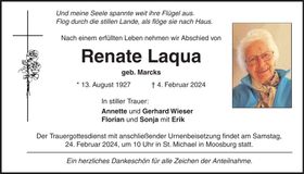 Traueranzeige Renate Laqua