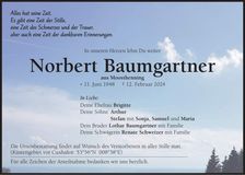 Traueranzeige Norbert Baumgartner