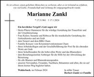 Traueranzeige Marianne Zankl